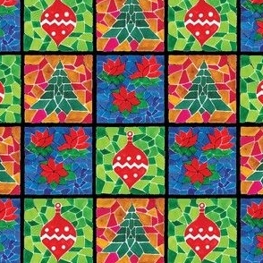 Christmas Patchwork, Ornament Quilt, Christmas Squares, Colorful, Christmas colors
