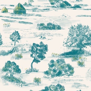 Sketchy French Countryside Toile