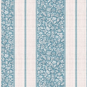 French country floral stripe aqua