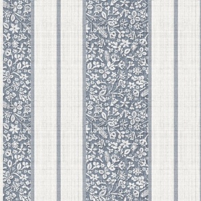 French country floral stripe grey