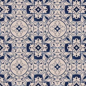 Cobalt blue and tan tile