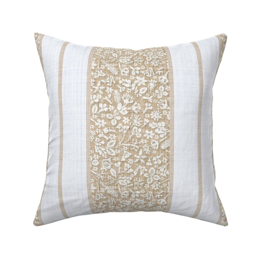 French country floral stripe beige