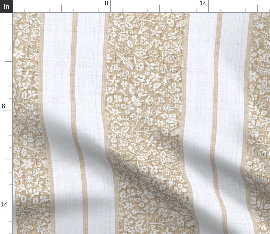 French country floral stripe beige