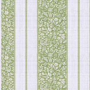French country floral stripe green