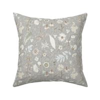 Cottage Core distressed floral grey