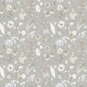 Cottage Core distressed floral grey