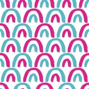 Boho Rainbows Pattern in Pink and Blue