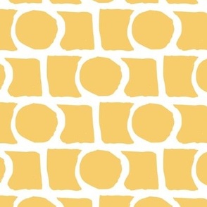 Retro Boho Yellow Geometric Circles Pattern