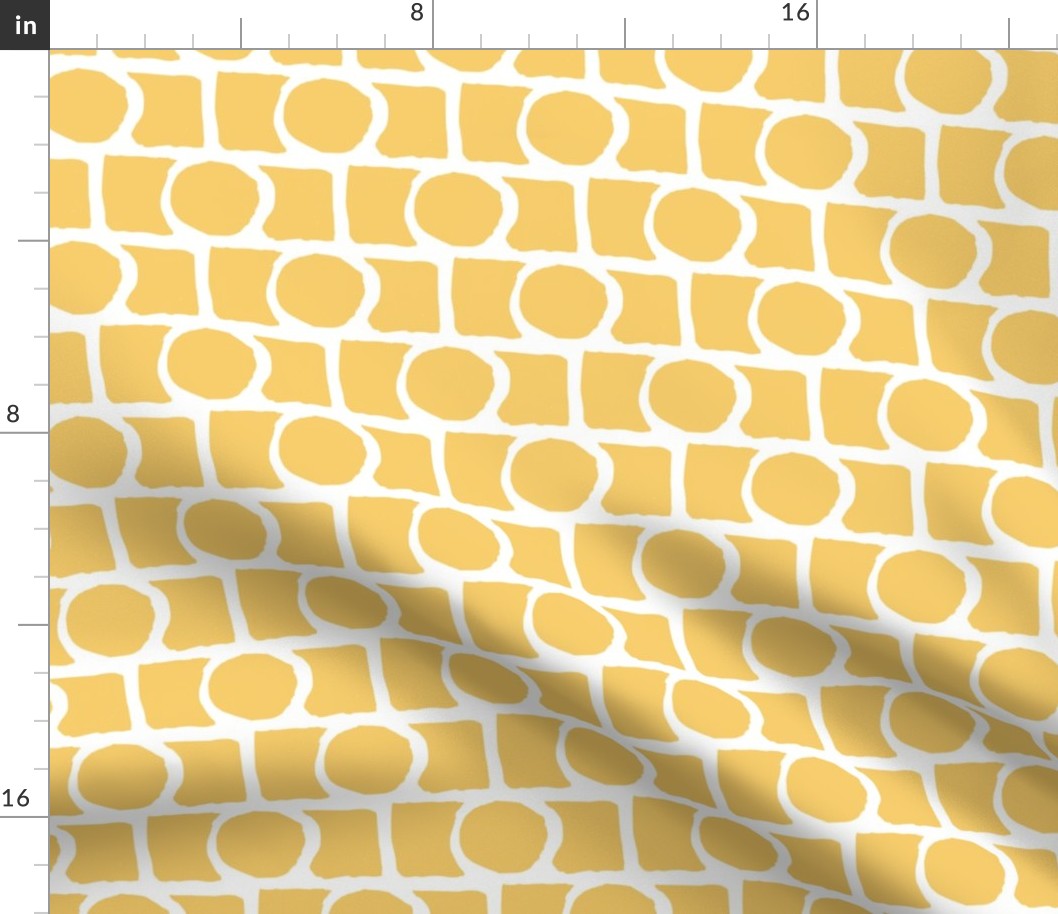 Retro Boho Yellow Geometric Circles Pattern