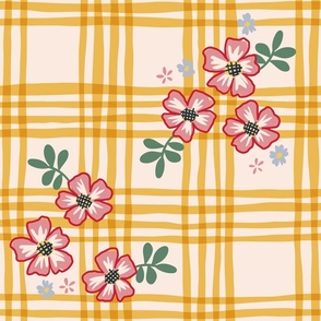 French Country Floral Plaid - Large - Yellow