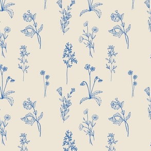 Blue French Country Wild Flowers Floral