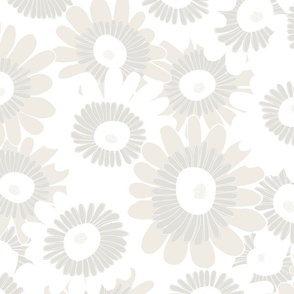 A Crowd Of Hand Drawn Daisies - Neutral - Non-Directional.