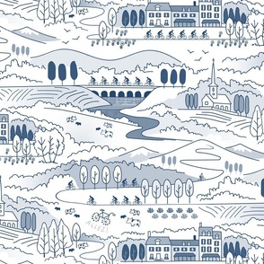 French Countryside Bicycle Toile