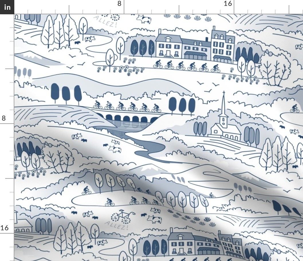 French Countryside Bicycle Toile