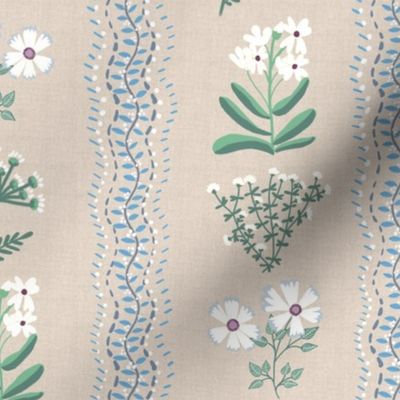 French linen botanical stripe - 10.5”