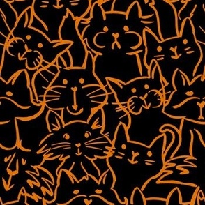 Halloween Doodle Cats, Black and Orange
