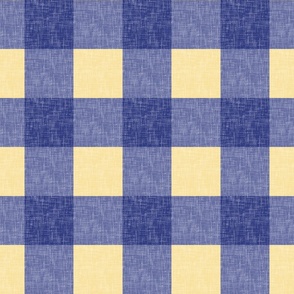 Prussian blue + buttery-cream texturised gingham by Su_G_©SuSchaefer