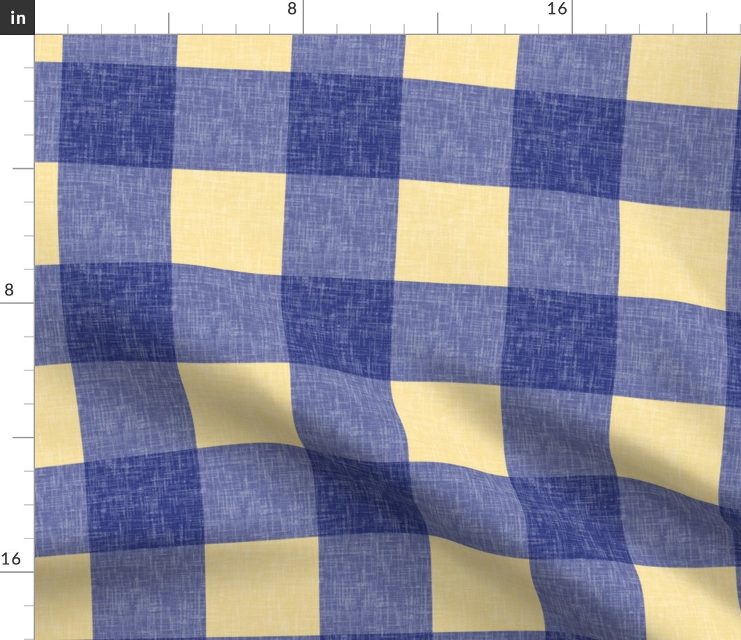 Prussian blue + buttery-cream texturised gingham by Su_G_©SuSchaefer