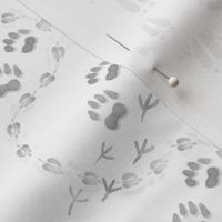 Animal Tracks Watercolor Grey on Snow