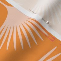 Art Deco Swans - Blush on Tangerine - 6"