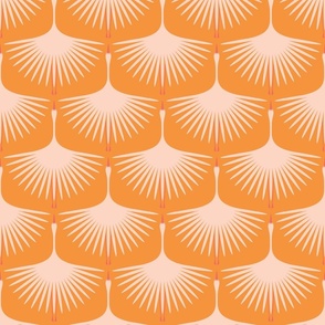 Art Deco Swans - Blush on Tangerine - 6"
