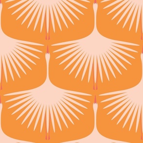 Art Deco Swans - Blush on Tangerine - 12"