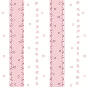 pink stripes with dainty blossoms on white - large scale