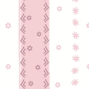 pink stripes with dainty blossoms on white - Jumbo scale