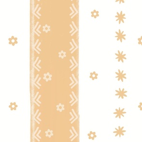 yellow stripes with dainty blossoms on white - jumbo scale