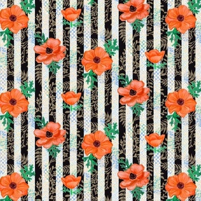 Maximalist Orange Floral Stripe 