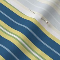 French Country Stripe in Blue and Yellow