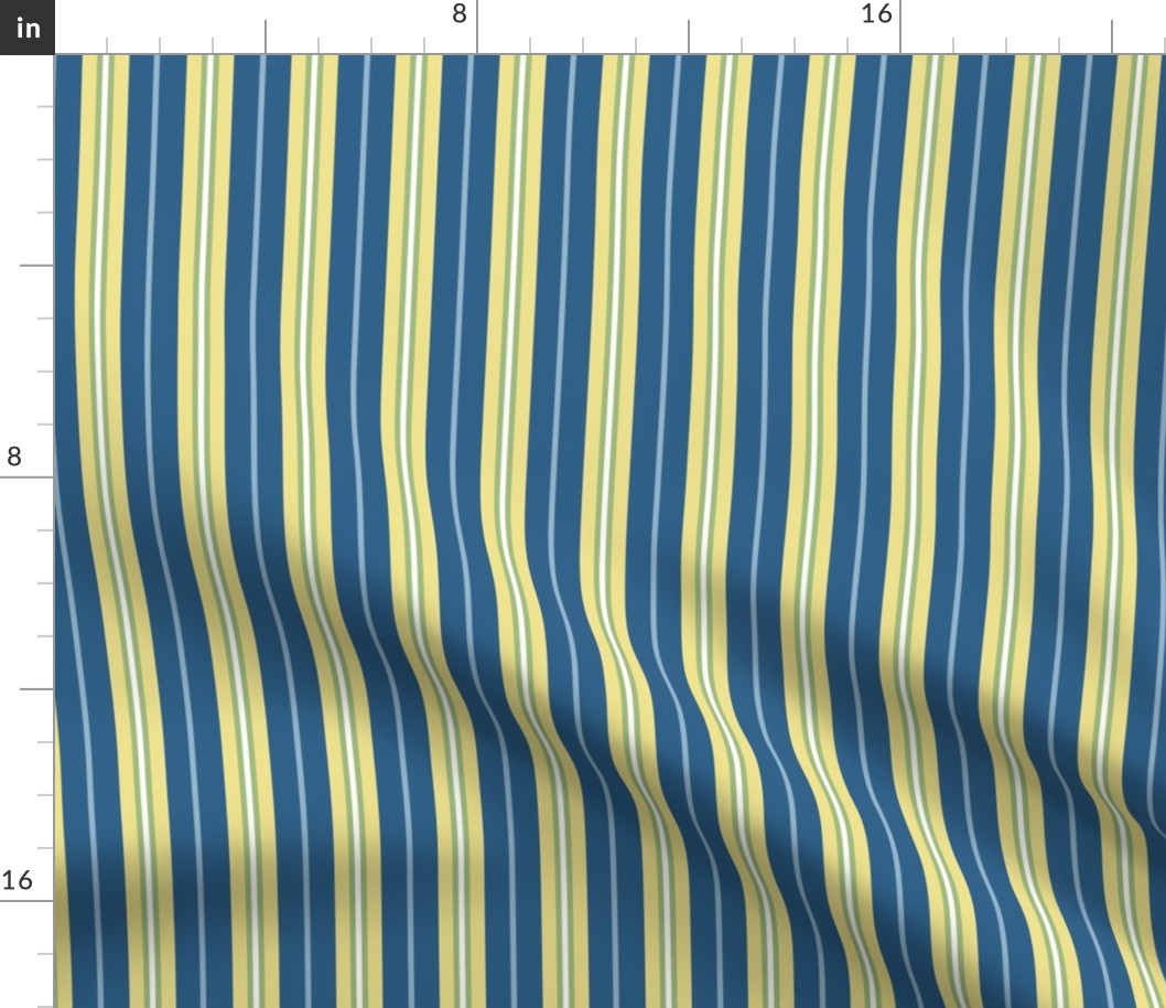 French Country Stripe in Blue and Yellow