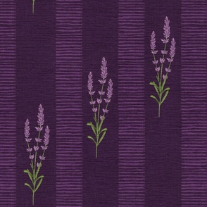 Rustic Lavender Stripes On deep purple with texture - medium scale