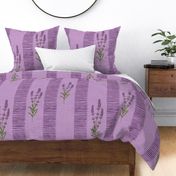 Rustic Lavender Stripes On medium lilac with texture - large scale