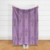 Rustic Lavender Stripes On medium lilac with texture - large scale