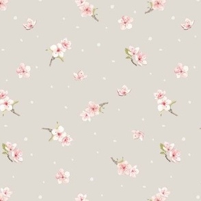 (M) watercolor cherry blossoms on sandy beige