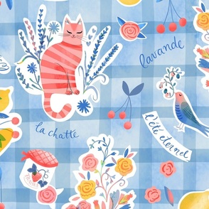 french summer cherry cats lavender blue // large 