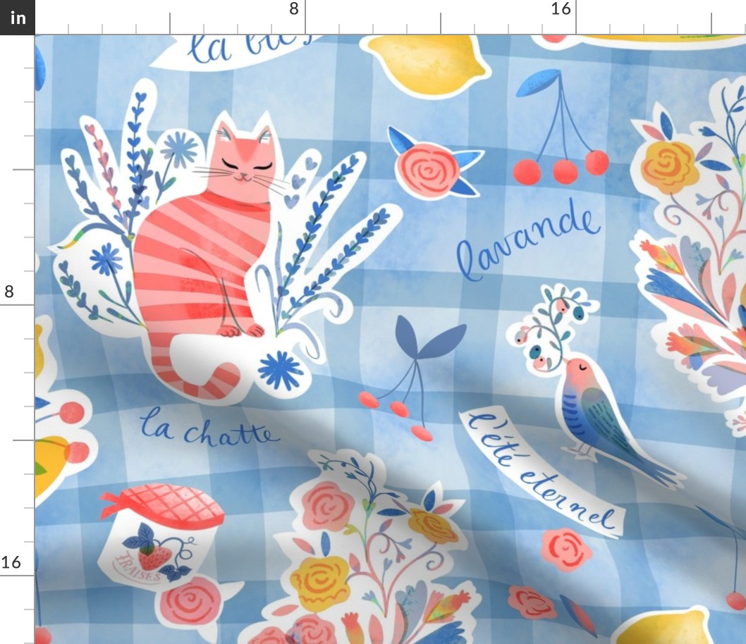 french summer cherry cats lavender blue // large 