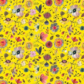 medium modern florals pattern yellow