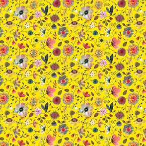 small modern florals pattern yellow