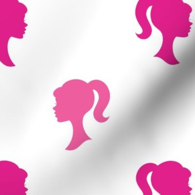 Large Scale Pink Girl Silhouettes on White