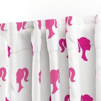 Large Scale Pink Girl Silhouettes on White