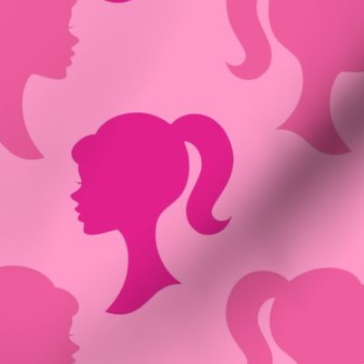 Large Scale Girl Silhouettes in Pink