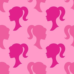 Large Scale Girl Silhouettes in Pink