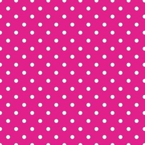 Smaller Scale Polkadots White on Shocking Pink