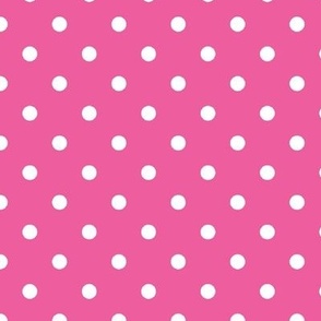 Bigger Scale Polkadots White on Hot Pink