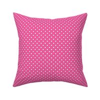 Smaller Scale Polkadots White on Hot Pink