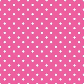 Smaller Scale Polkadots White on Hot Pink