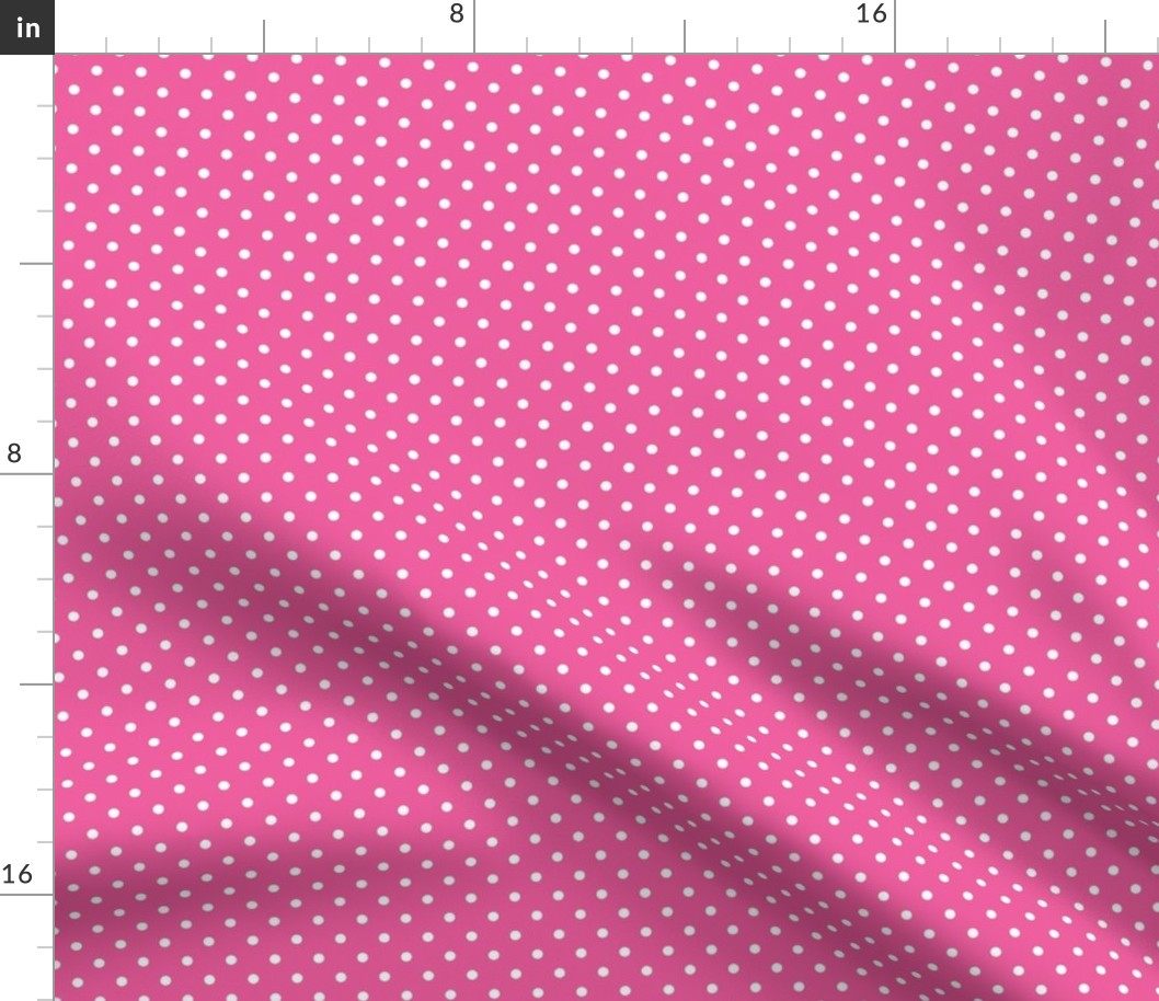 Smaller Scale Polkadots White on Hot Pink