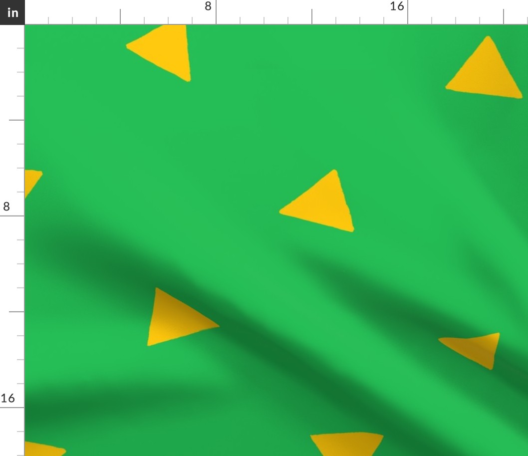 Green and Yellow Triangle Print V1, V2, Triangle Geometric Print - Large